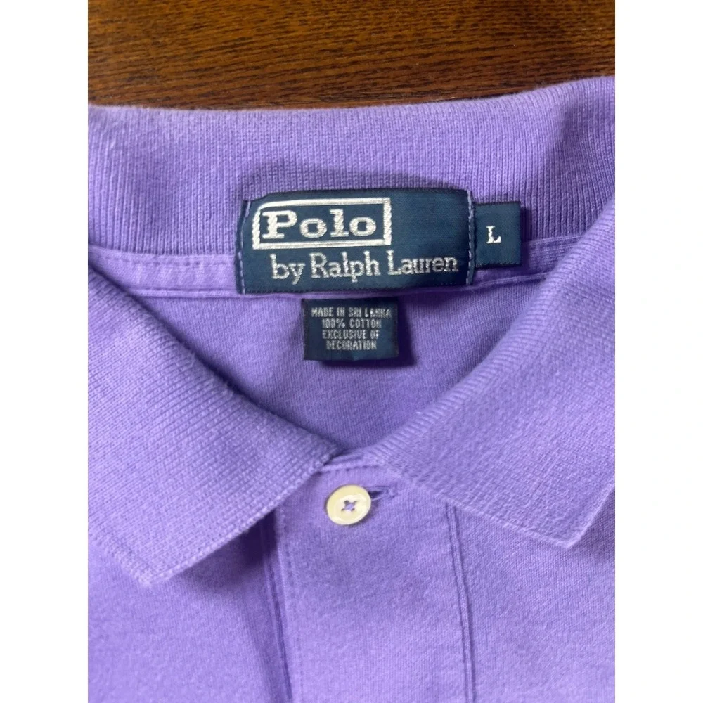 Polo Ralph Lauren Polo Shirt Large Purple 100% Cotton Yellow Pony Logo